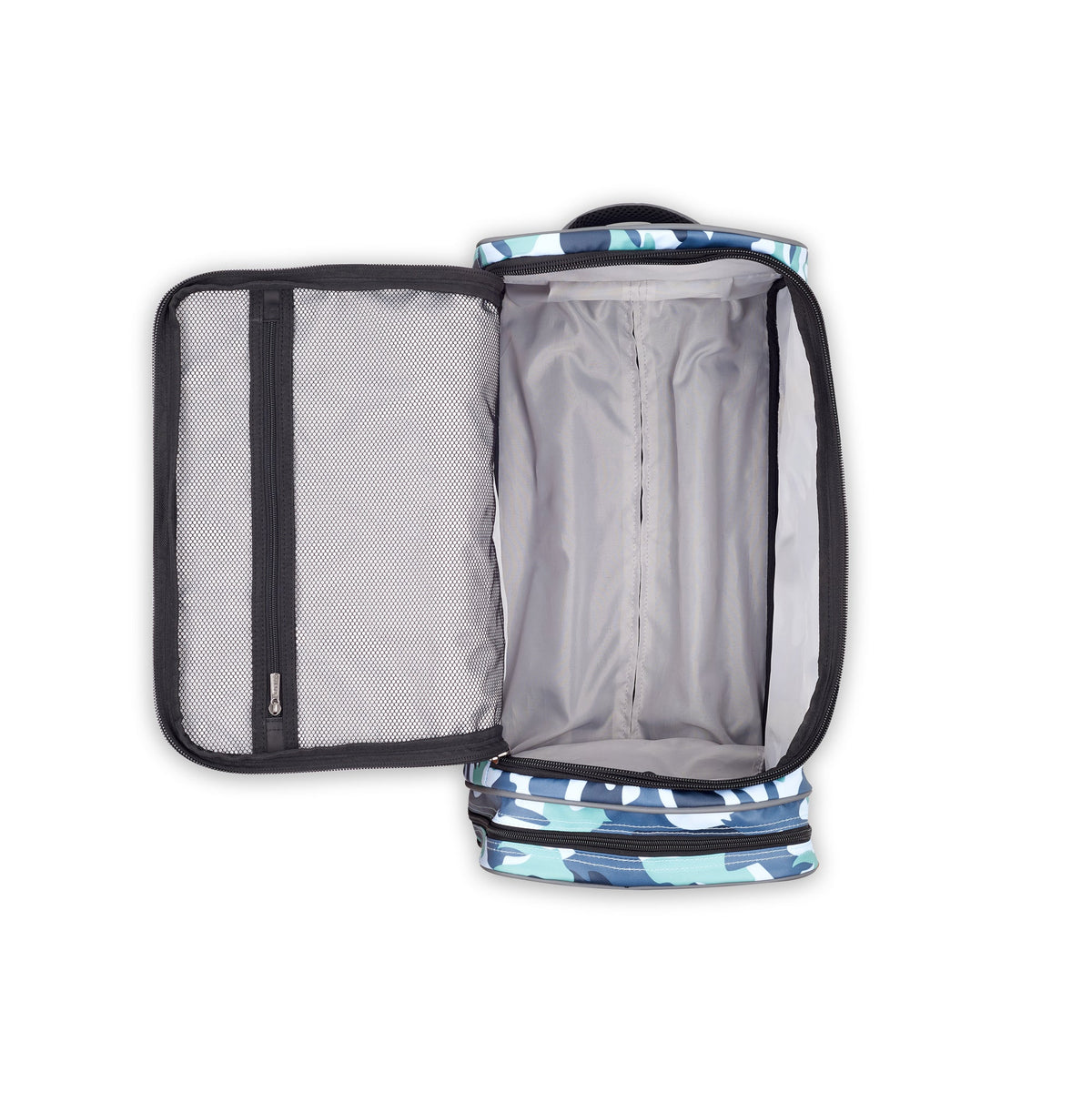 Delsey Raspail Wheeled Carry-On Duffel in Camo — interior view