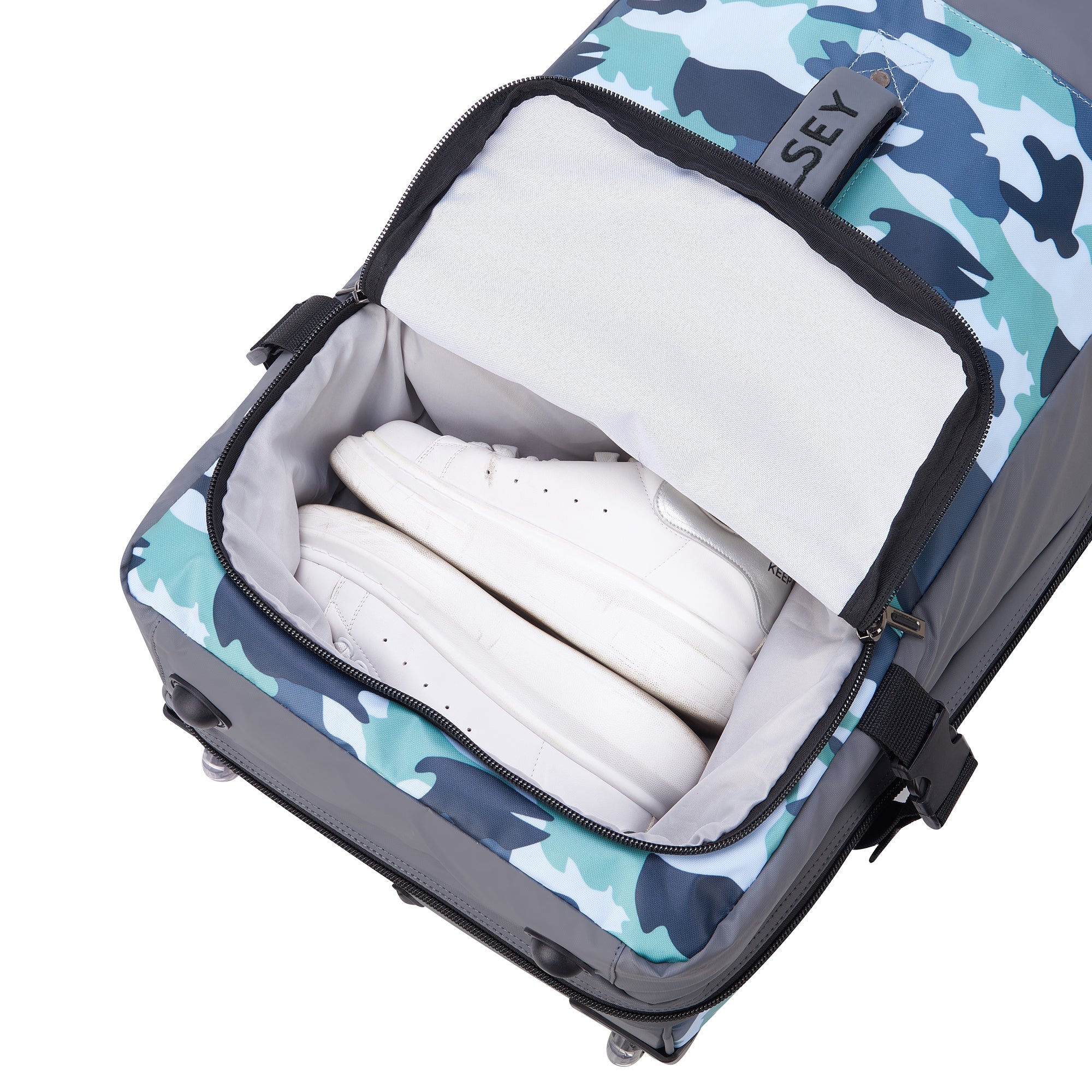 Delsey Raspail Large Wheeled Duffel in Camouflage — interior view 2 # color_Camouflage