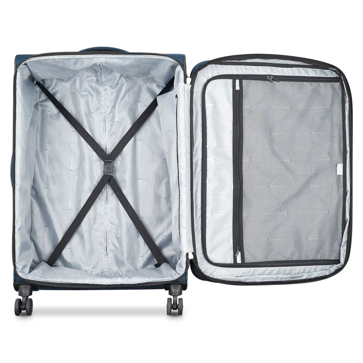 Delsey Sky Max 2.0 Large Expandable Spinner in Blue — interior view # color_Blue