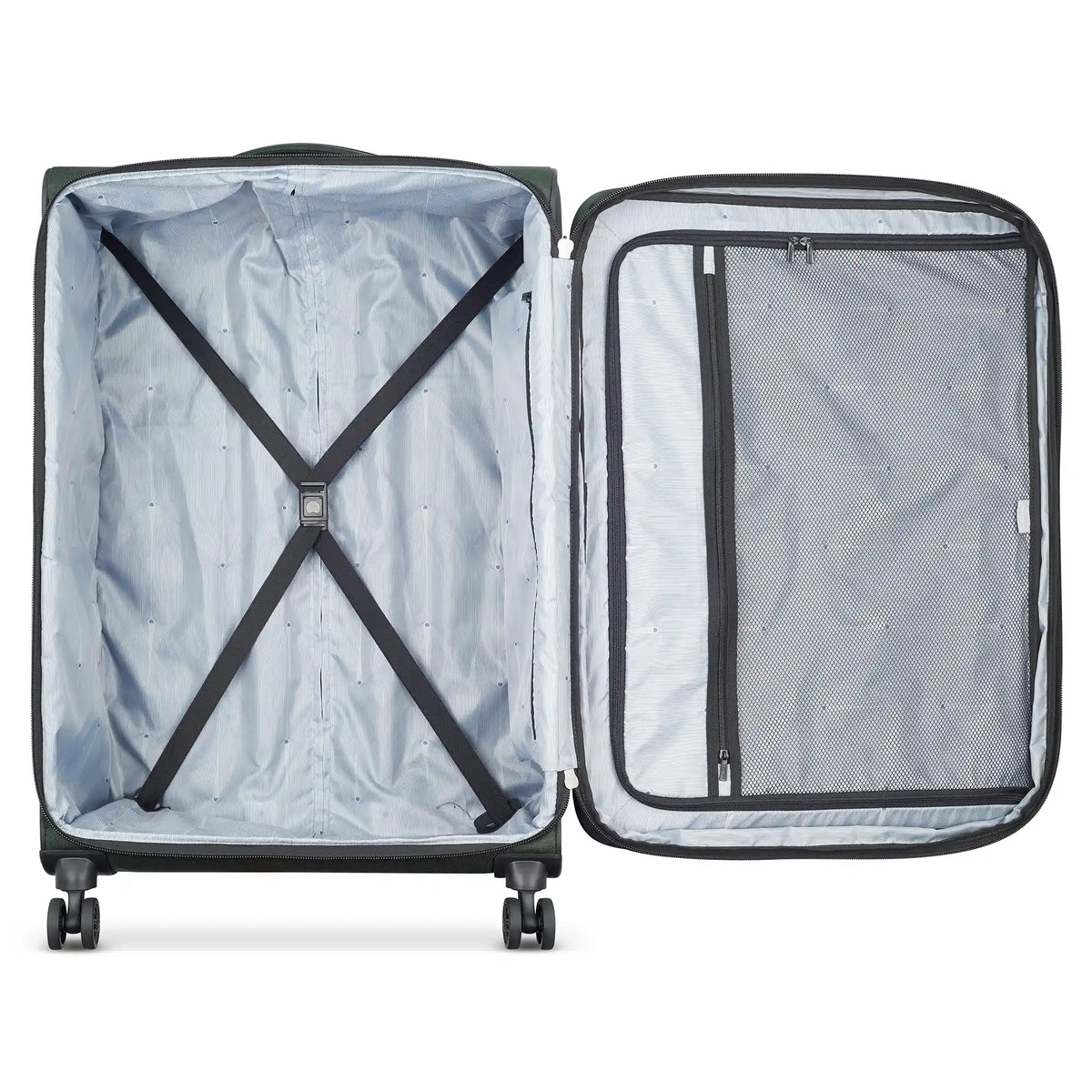 Delsey Sky Max 2.0 Large Expandable Spinner in Green — interior view # color_Green
