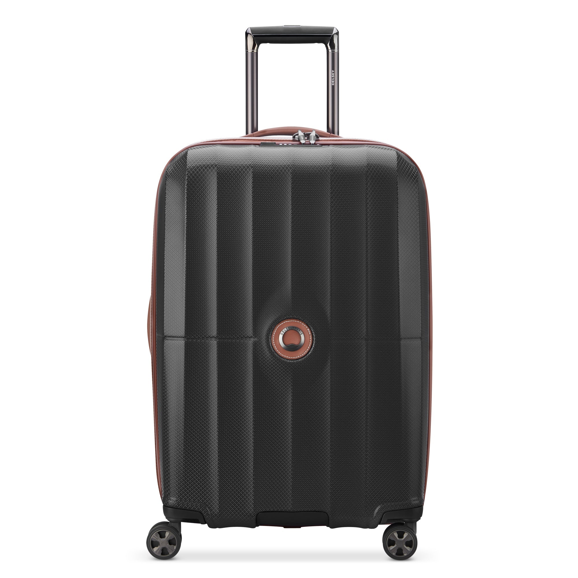 Delsey Carrousel Medium Expandable Spinner in Black — front view # color_Black