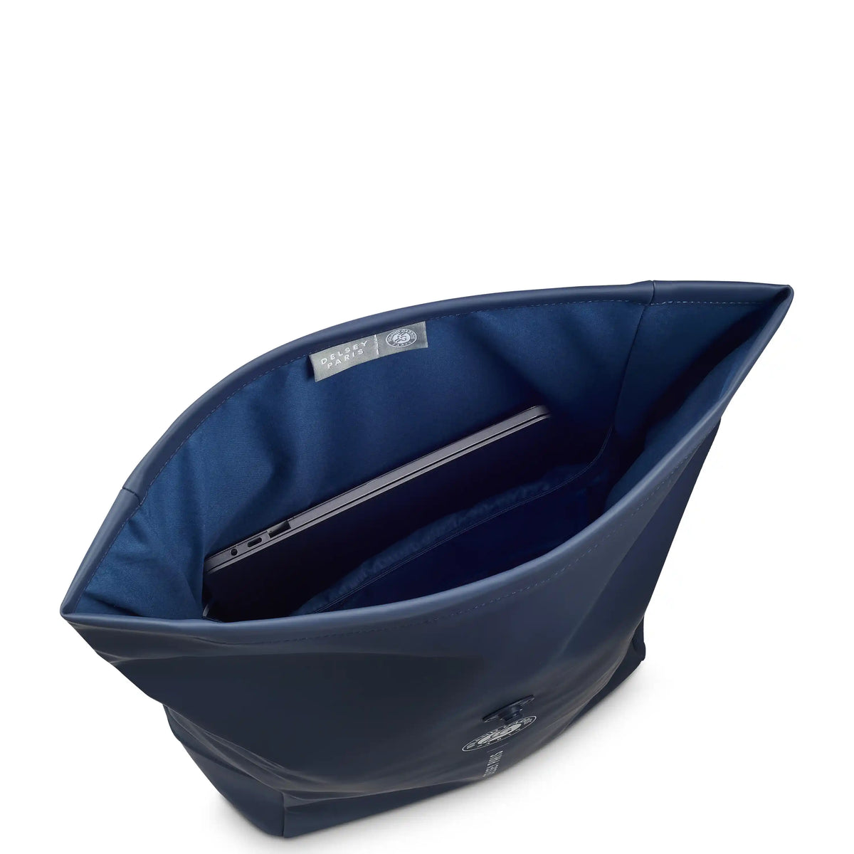 Delsey Turenne Soft Rolltop Backpack in Roland-Garros Limited Edition — interior view