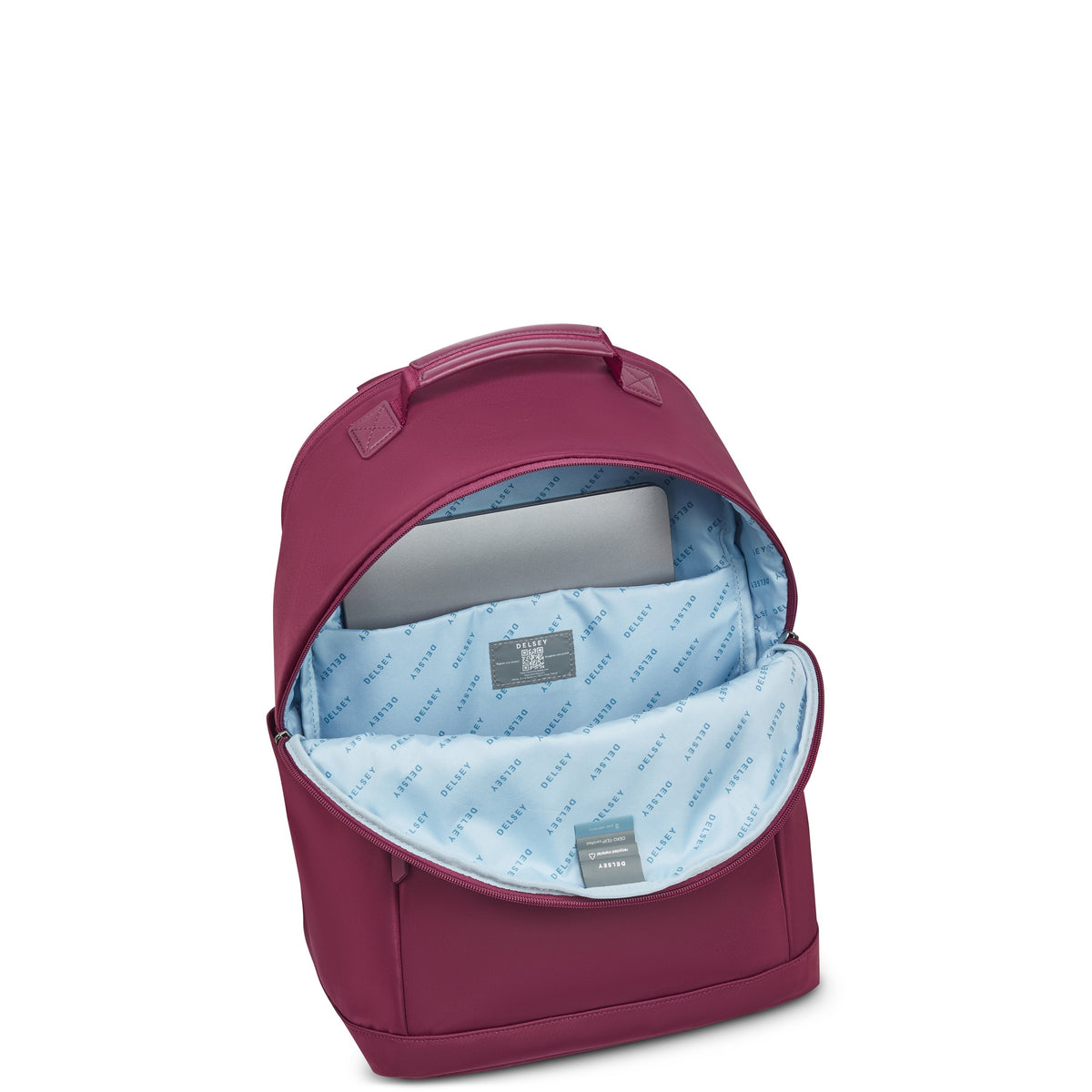 Delsey Victoire 15.6-Inch Laptop Backpack in Burgundy — interior view