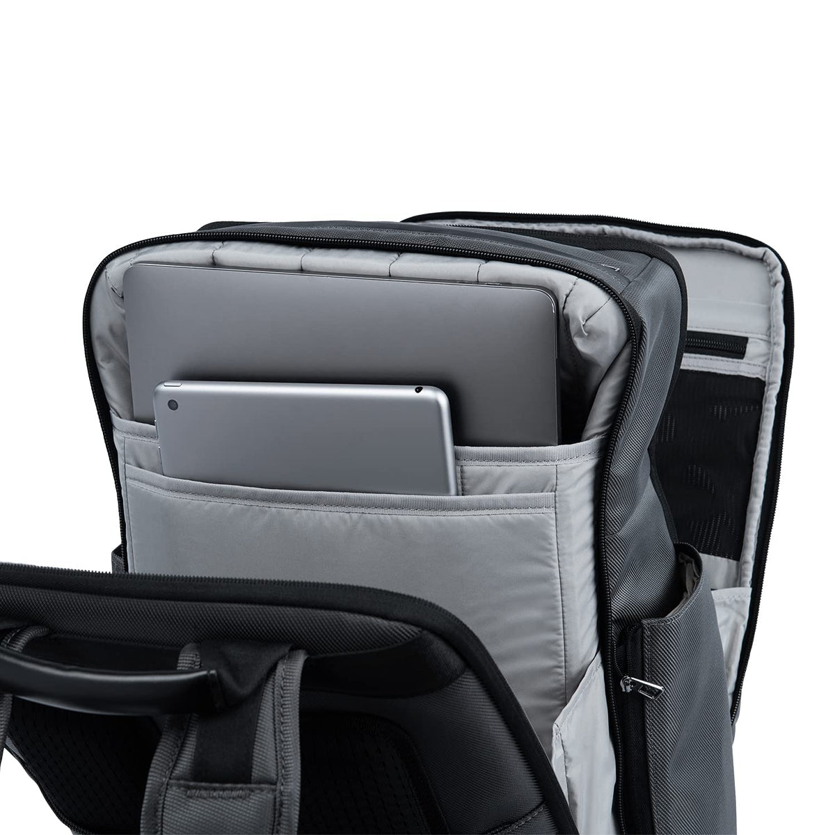 Travelpro Crew Executive Choice 3 Large Travel Backpack in Grey — interior view