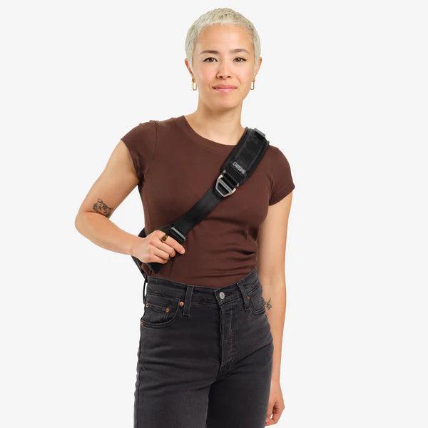 Chrome Industries Mini Kadet 5L sling bag – blue, open showing the interior