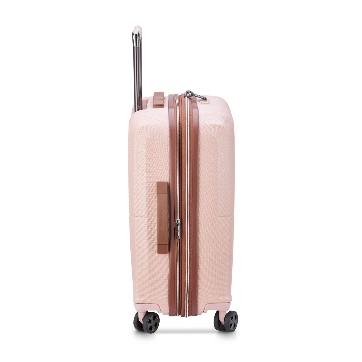 Delsey ST Tropez Medium Expandable Spinner in Pink — side view