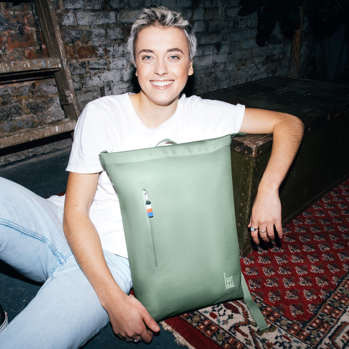GotBag No! Rolltop Backpack (Sustainable) in Reef — lifestyle