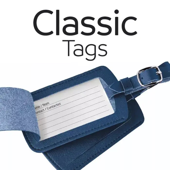 Go Travel Classic Tags Luggage Label (Set of 2) – blue, front view