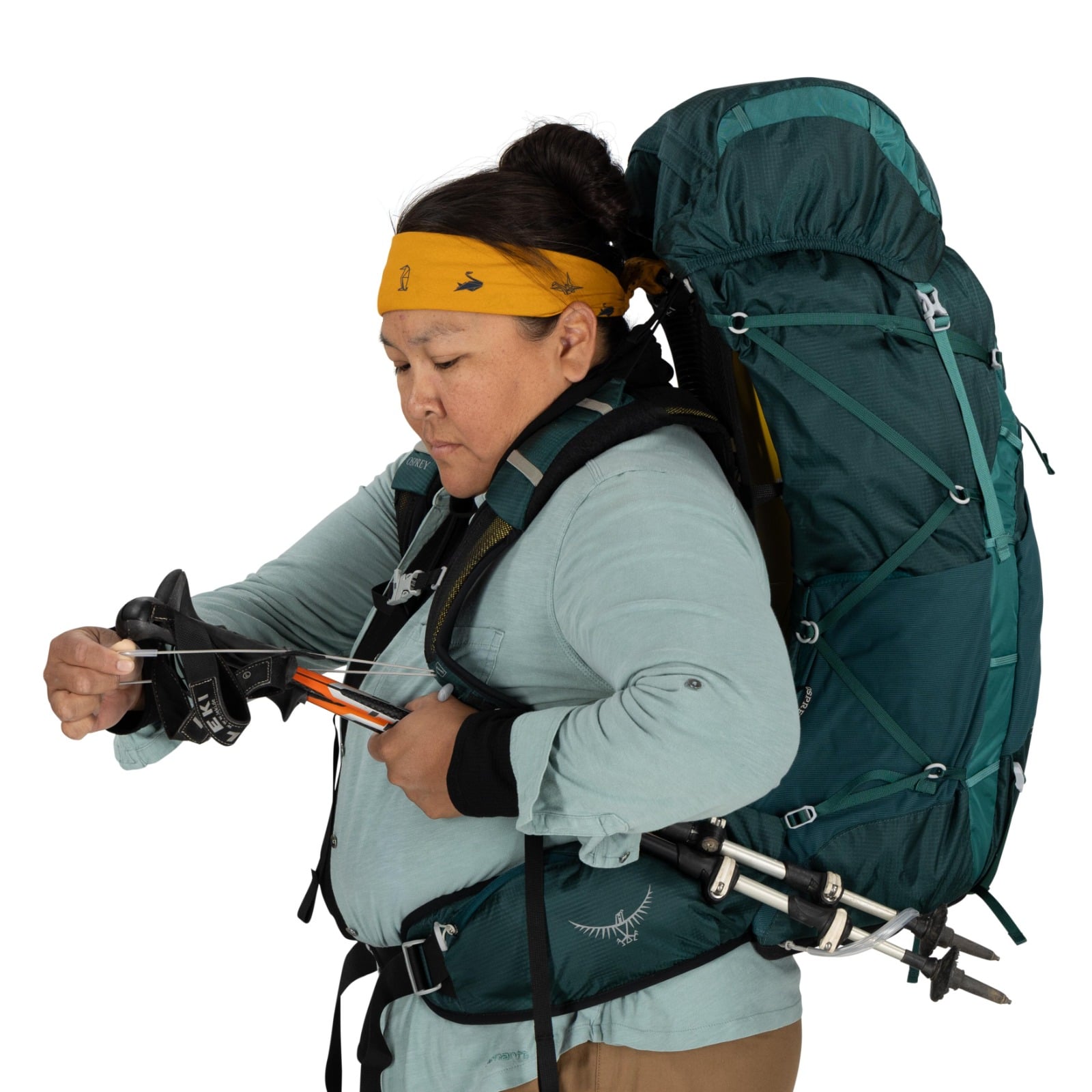 Osprey Eja 58 Extended Fit Women's Backpacking Pack 58L in Deep Teal — detail view