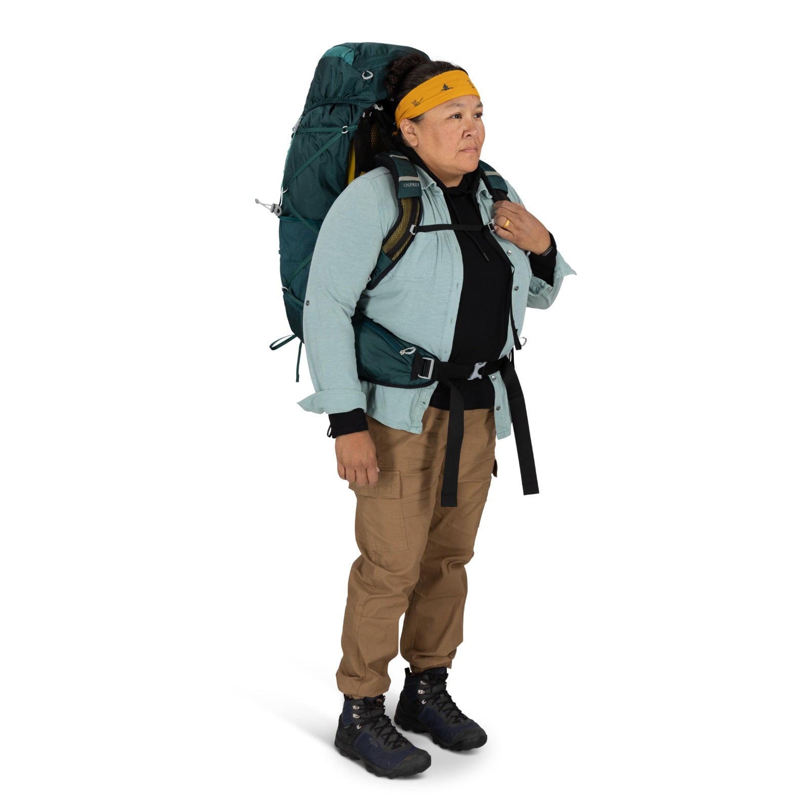 Osprey Eja 58 Extended Fit Women's Backpacking Pack 58L in Deep Teal — lifestyle