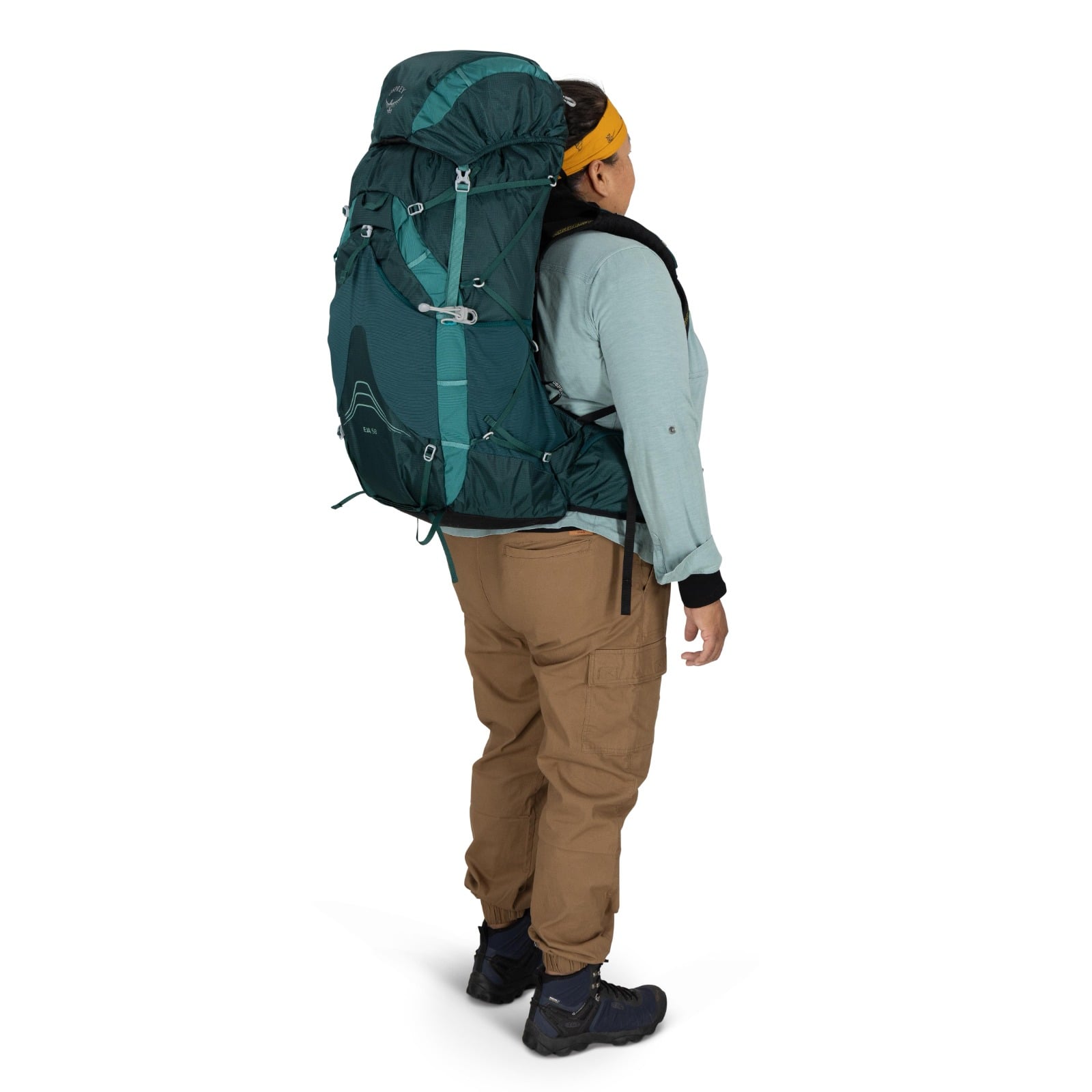 Osprey Eja 58 Extended Fit Women's Backpacking Pack 58L in Deep Teal — lifestyle 2
