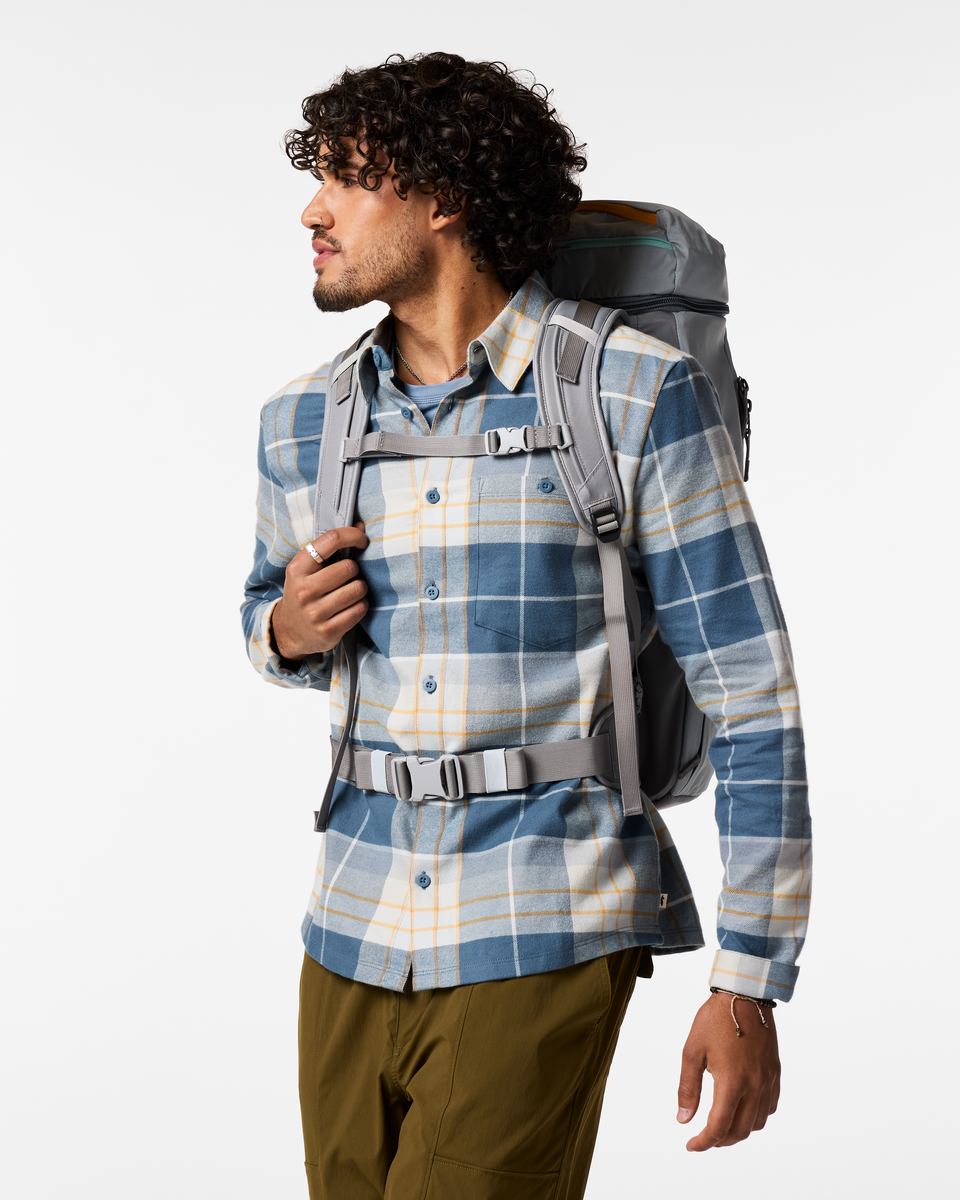 Cotopaxi Allpa 50L Adventure Travel Pack in Vapor and Smoke — angle view 5