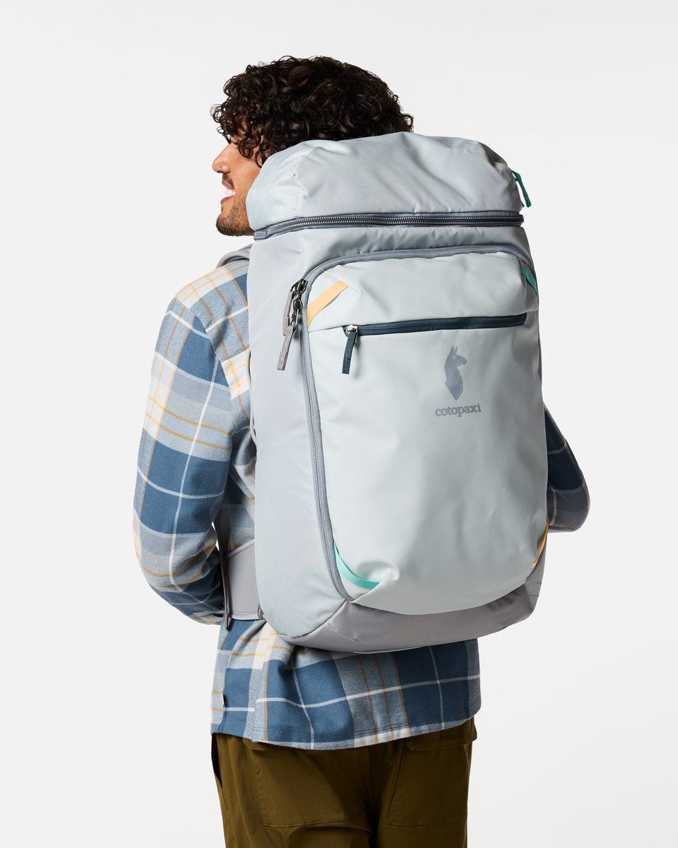 Cotopaxi Allpa 50L Adventure Travel Pack in Vapor and Smoke — angle view 6