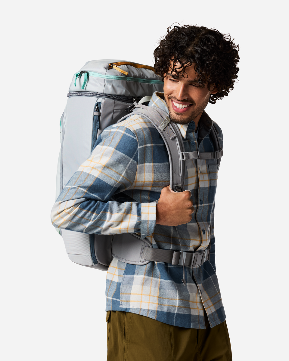 Cotopaxi Allpa 50L Adventure Travel Pack in Vapor and Smoke — angle view 7