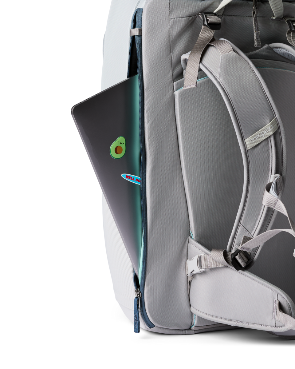 Cotopaxi Allpa 50L Adventure Travel Pack in Vapor and Smoke — angle view 2