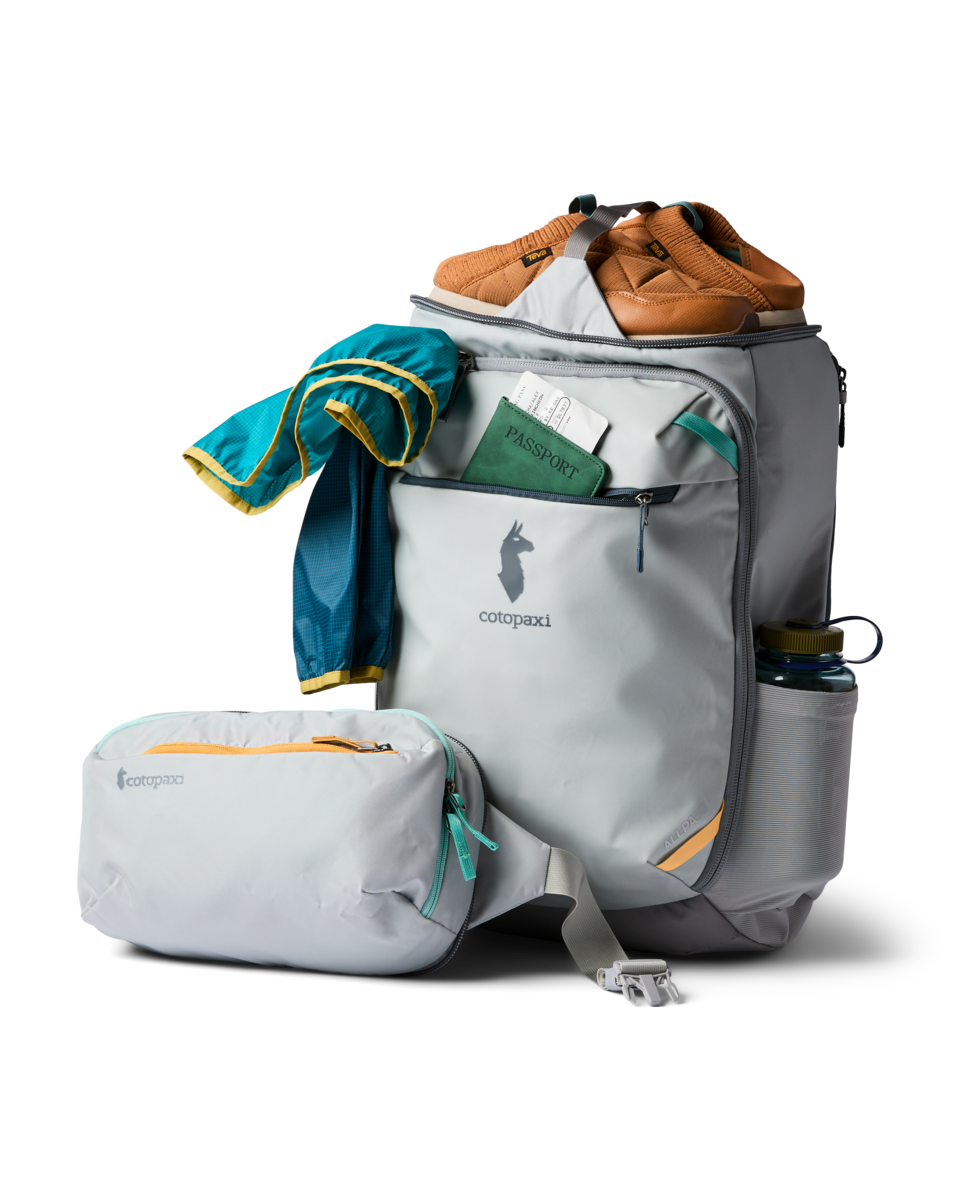 Cotopaxi Allpa 50L Adventure Travel Pack in Vapor and Smoke — angle view 13