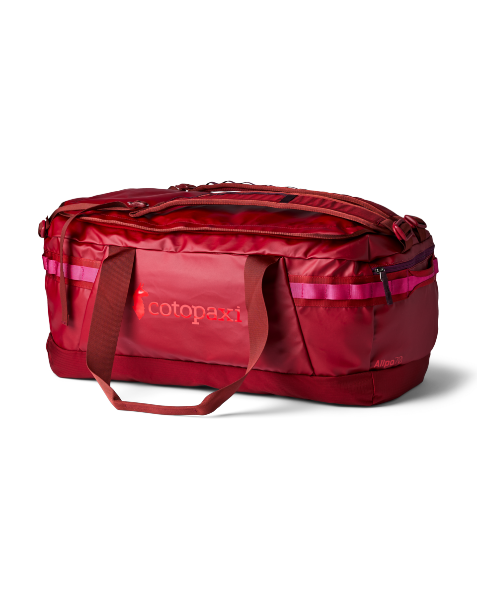 Cotopaxi Allpa Getaway 70L Duffel in Crimson — front view