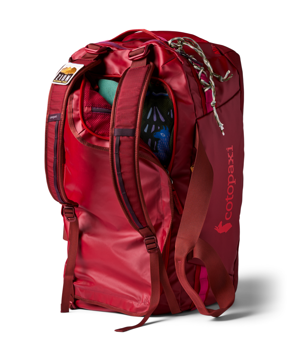 Cotopaxi Allpa Getaway 70L Duffel in Crimson — interior view