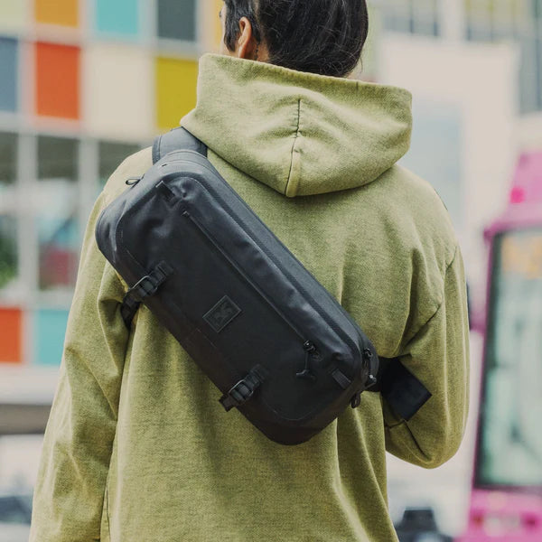 Chrome Industries Kadet WP 9L sling bag – black colorway, rear view