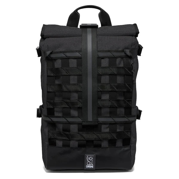 Chrome Industries Barrage 22L backpack – person wearing the backpack, rear view