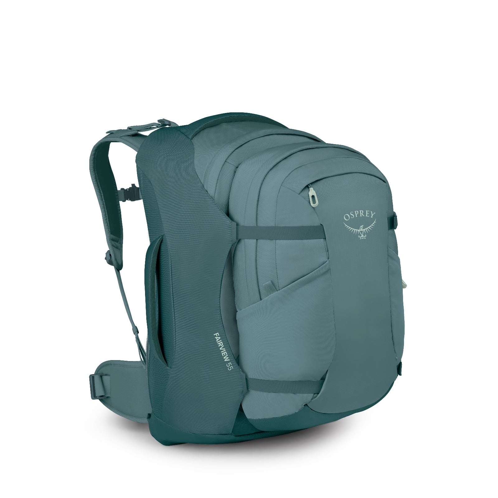 Osprey Fairview Women's Travel Pack-55L in Cascade Blue-Torrent Blue — front view # color_Cascade Blue-Torrent Blue