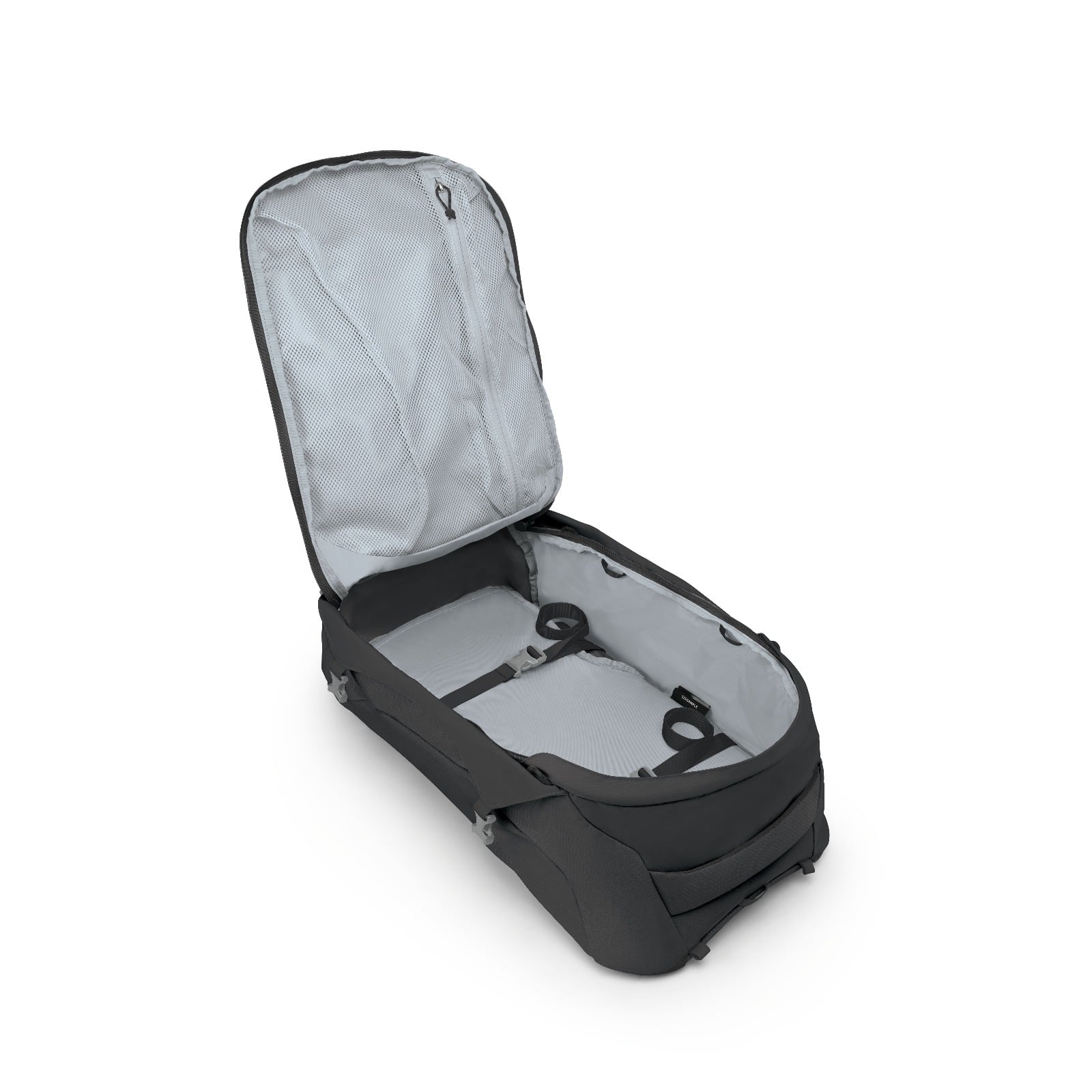 Osprey Fairview 55 Extended Fit Women's Travel Pack 55L in Black — angle view 3