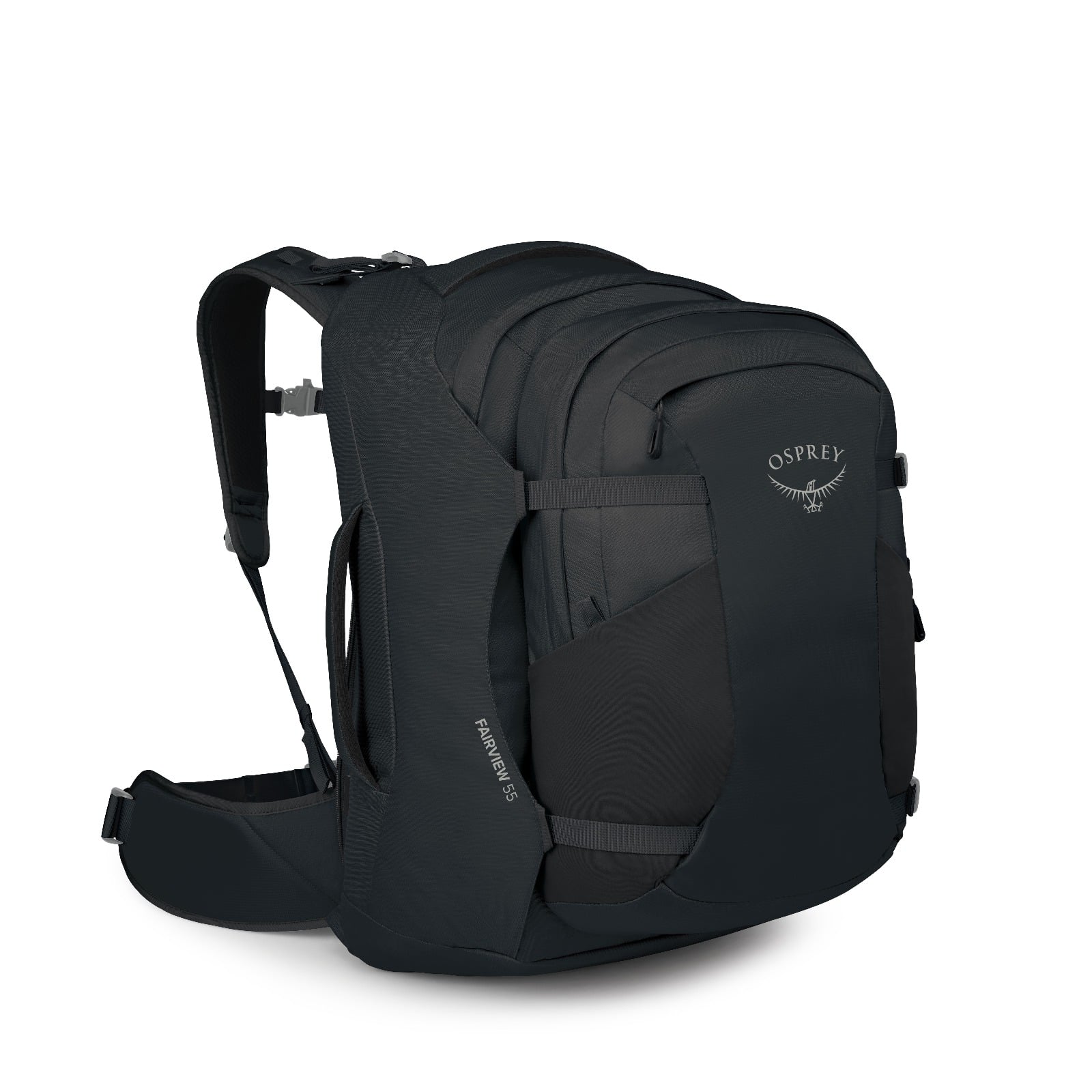 Osprey Fairview 55 Extended Fit Women's Travel Pack 55L in Black — front view