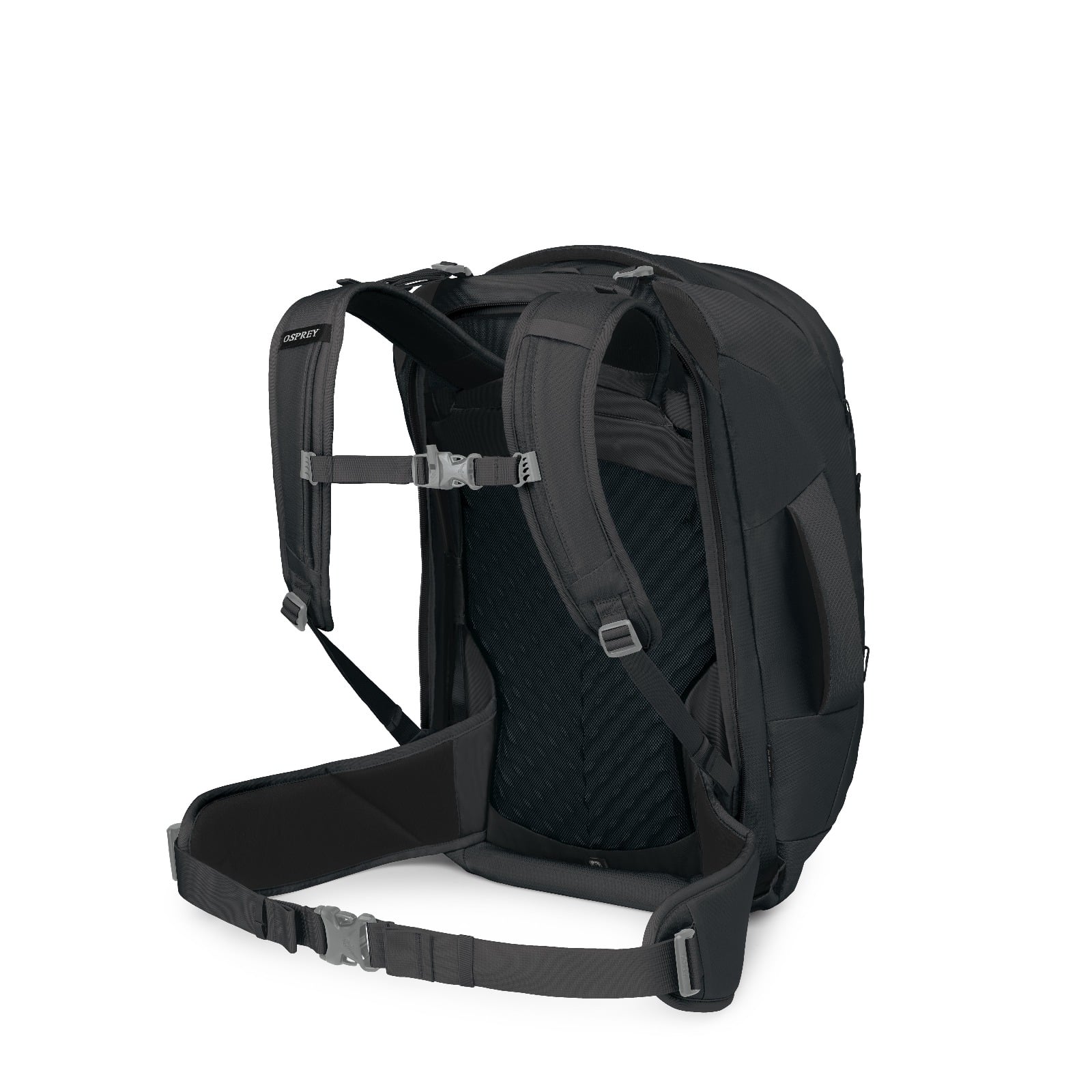 Osprey Fairview 55 Extended Fit Women's Travel Pack 55L in Black — back view