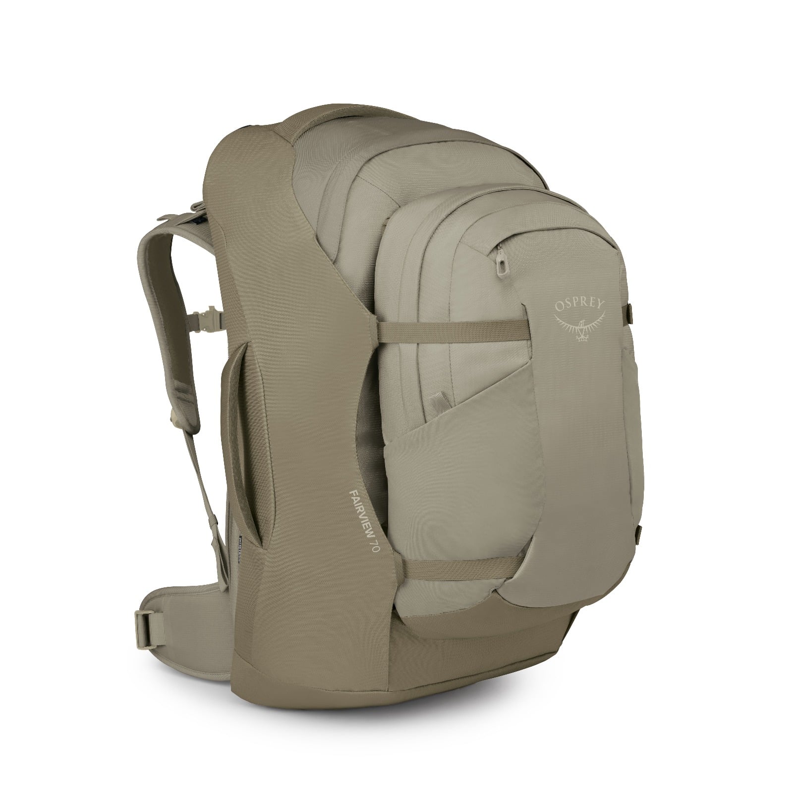 Osprey Fairview 70 Women's Travel Pack 70L in Sawdust-Olive Tan — front view