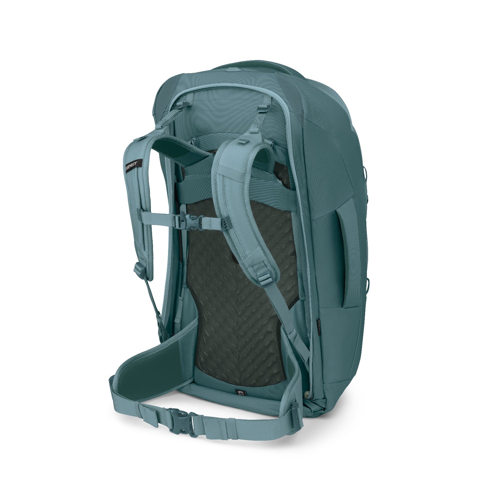 Osprey Fairview 70 Women's Travel Pack 70L in Cascade Blue-Torrent Blue — back view