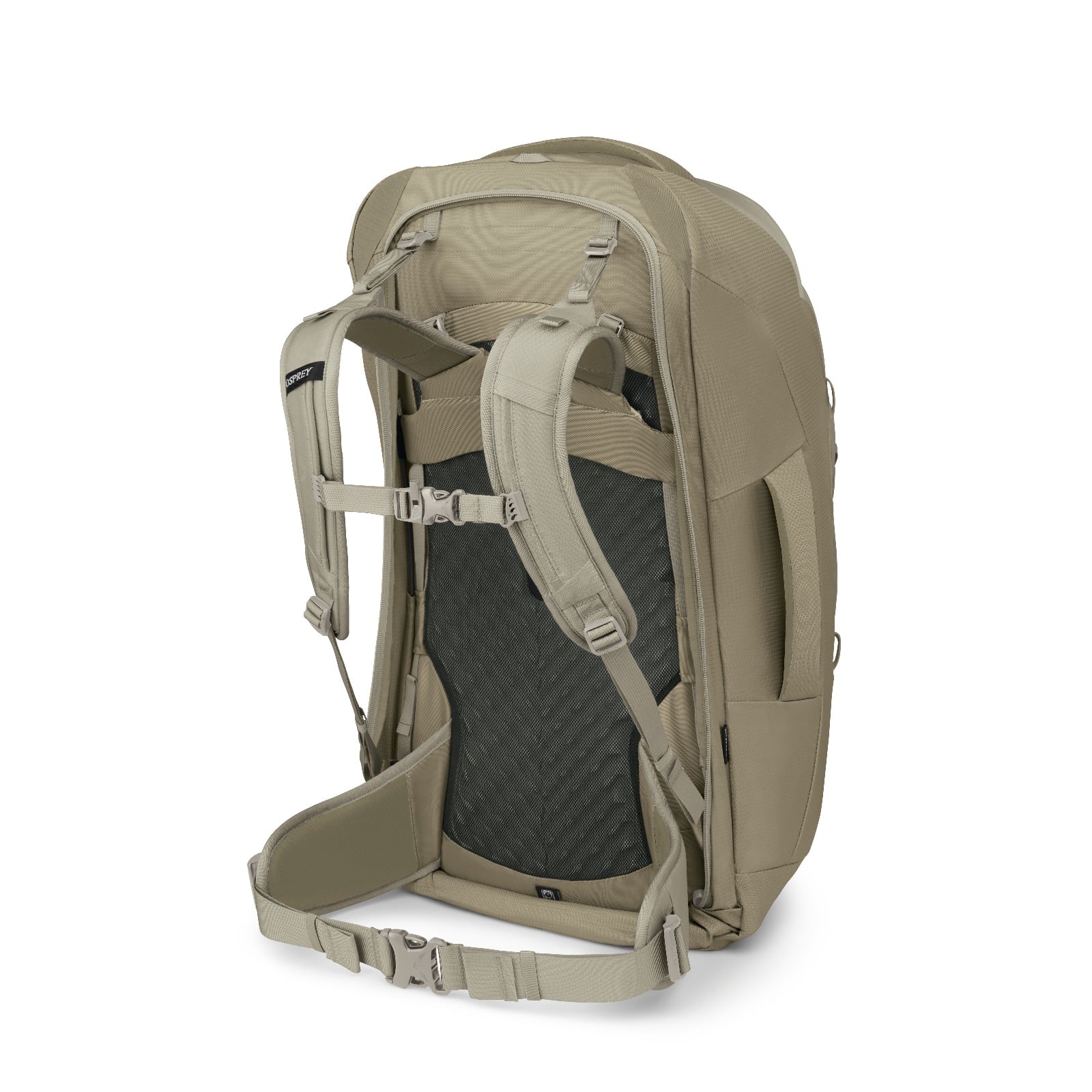 Osprey Fairview 70 Women's Travel Pack 70L in Sawdust-Olive Tan — back view
