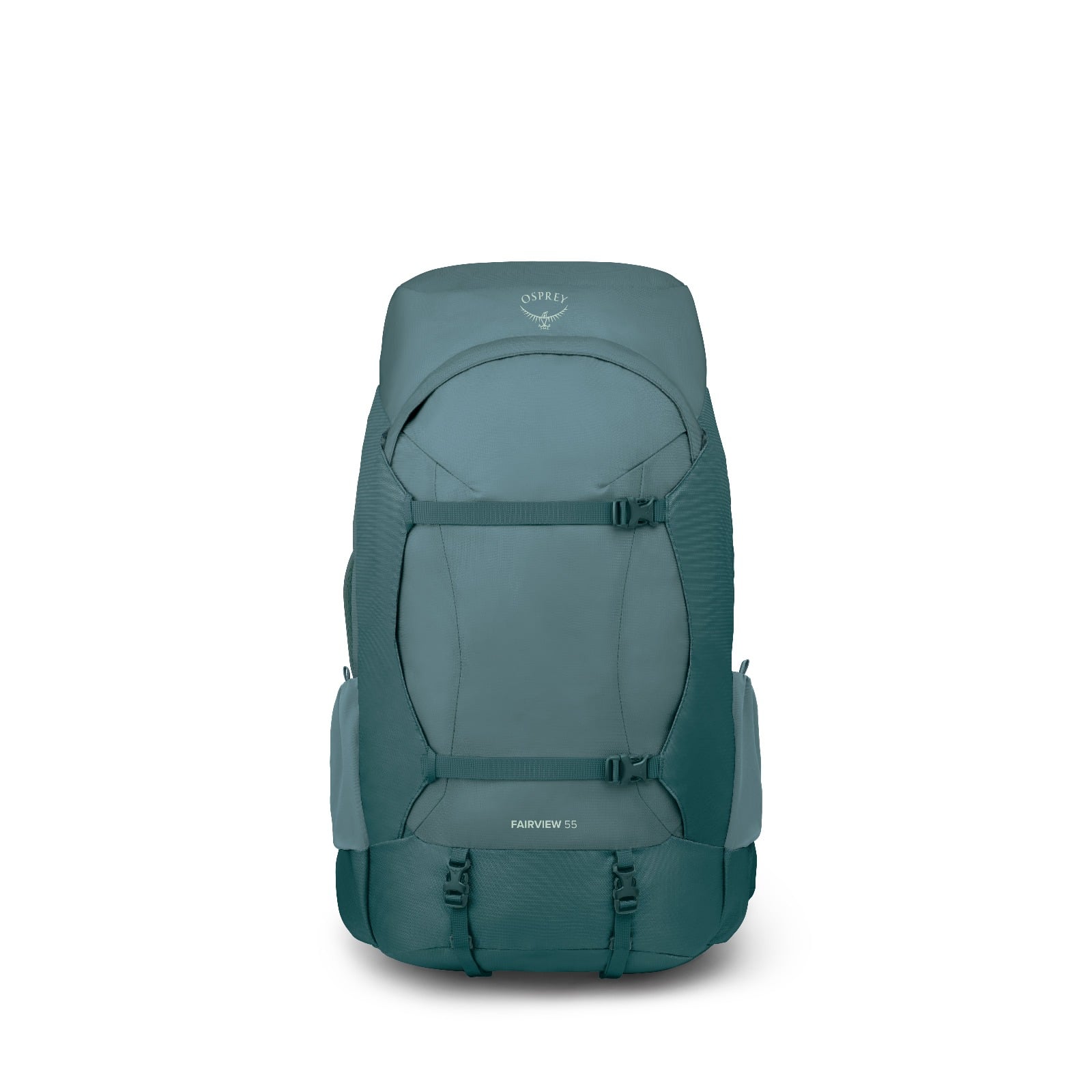 Osprey Fairview Trek 55 Women's Travel Backpack 55L in Cascade Blue-Torrent Blue — angle view 2