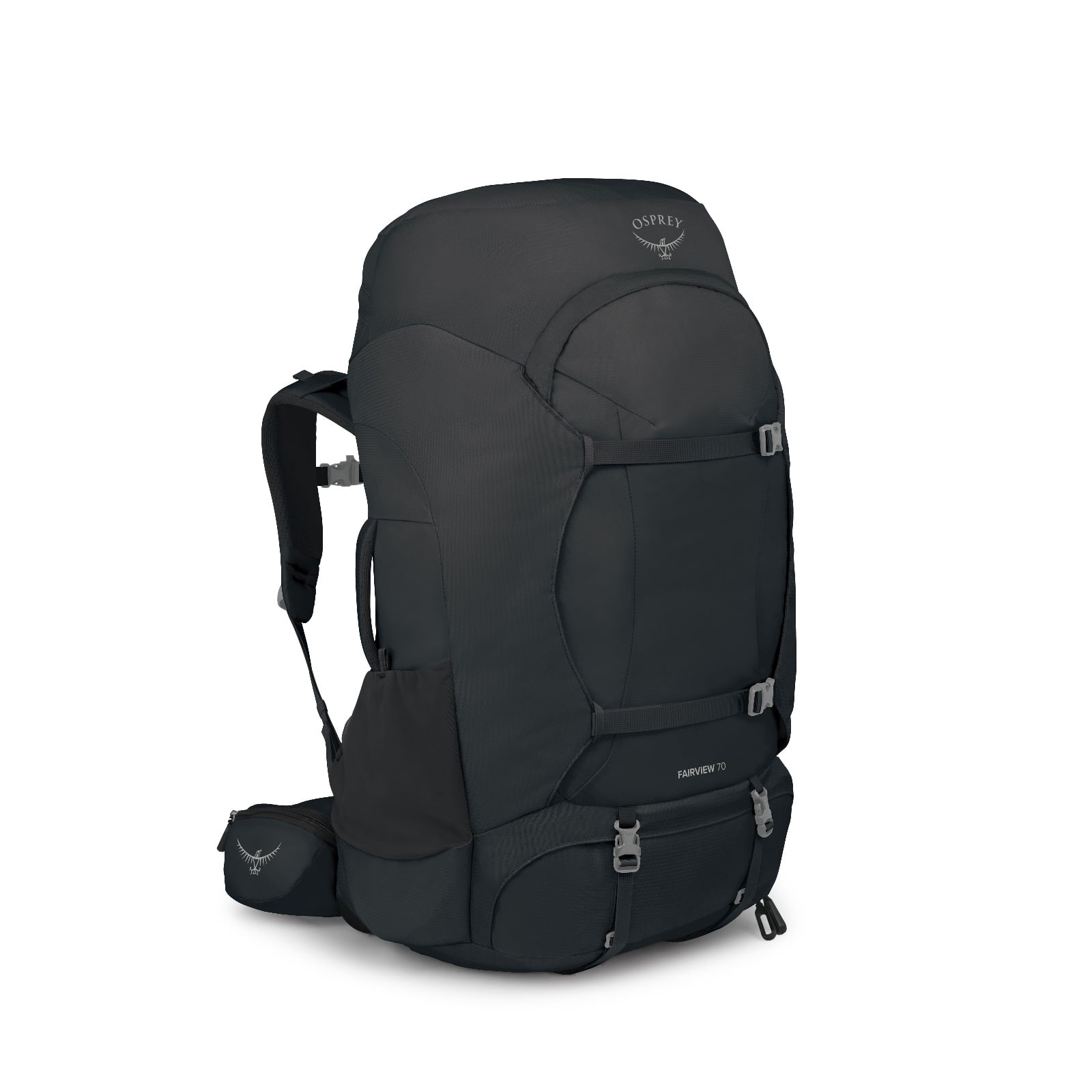 Osprey Fairview Trek 70 Women's Travel Backpack 70L in Black — front view