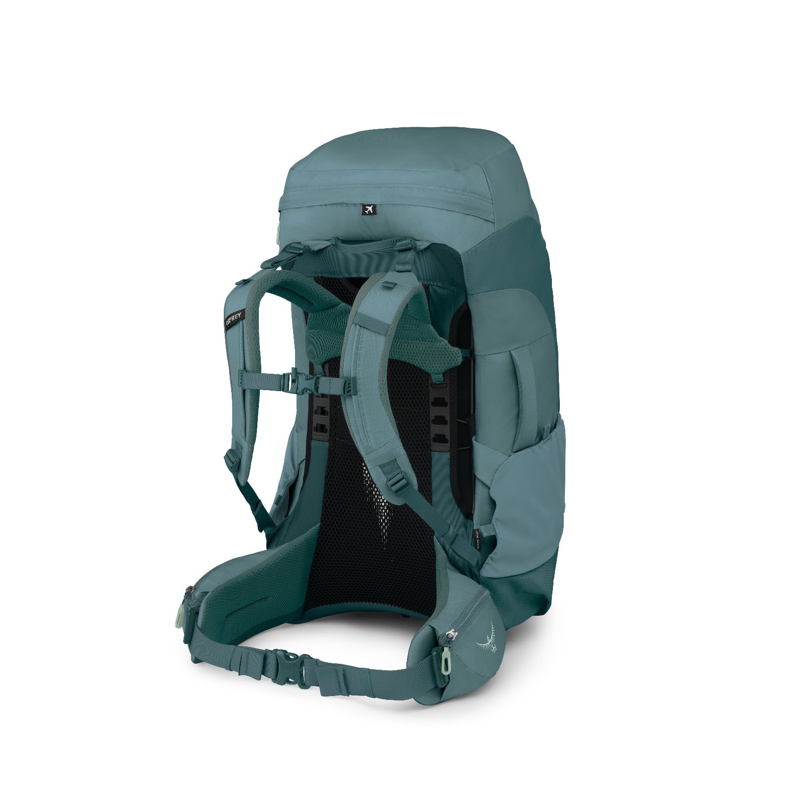 Osprey Fairview Trek 70 Women's Travel Backpack 70L in Cascade Blue-Torrent Blue — back view