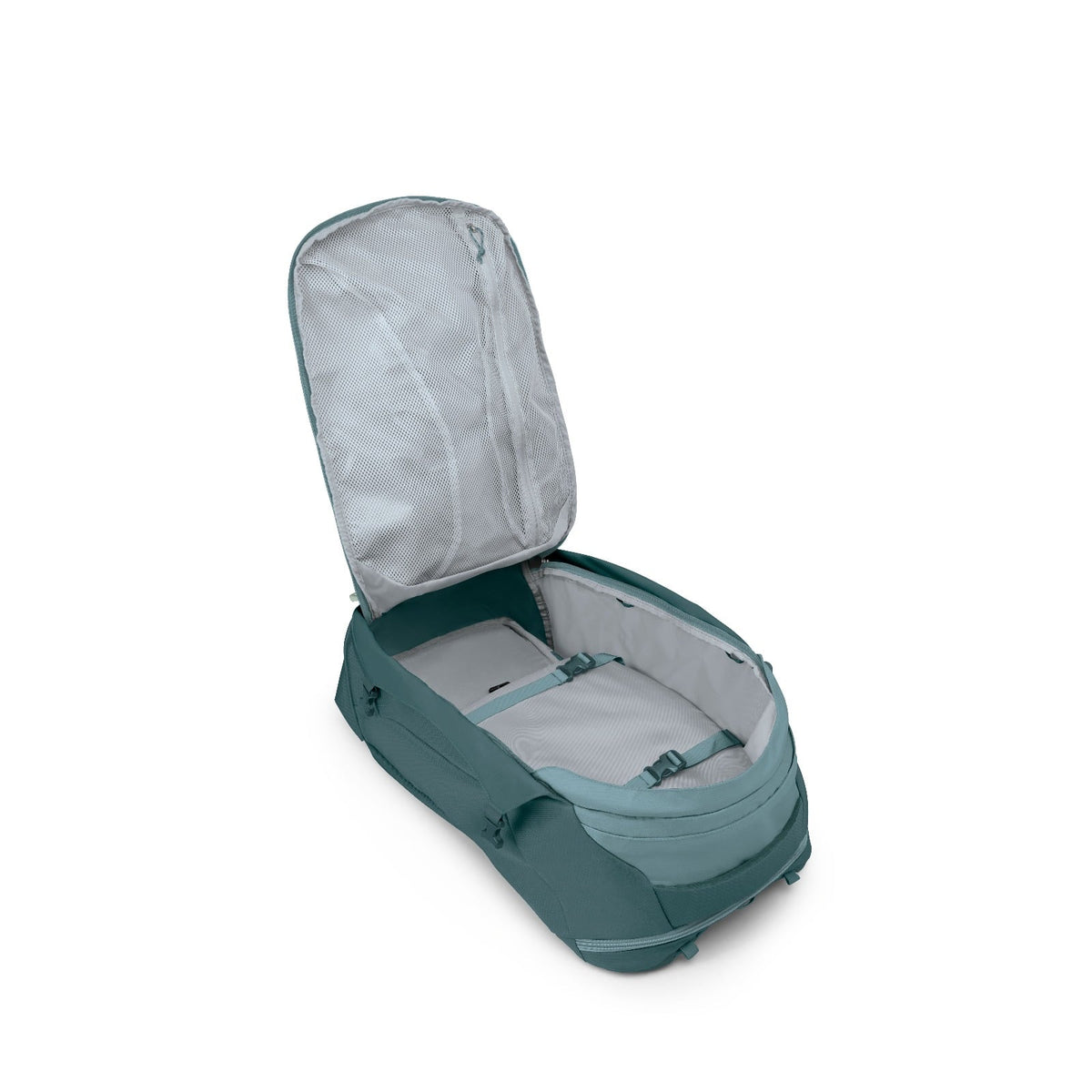 Osprey Farpoint Travel Pack-40L in Cascade Blue-Torrent Blue — interior view