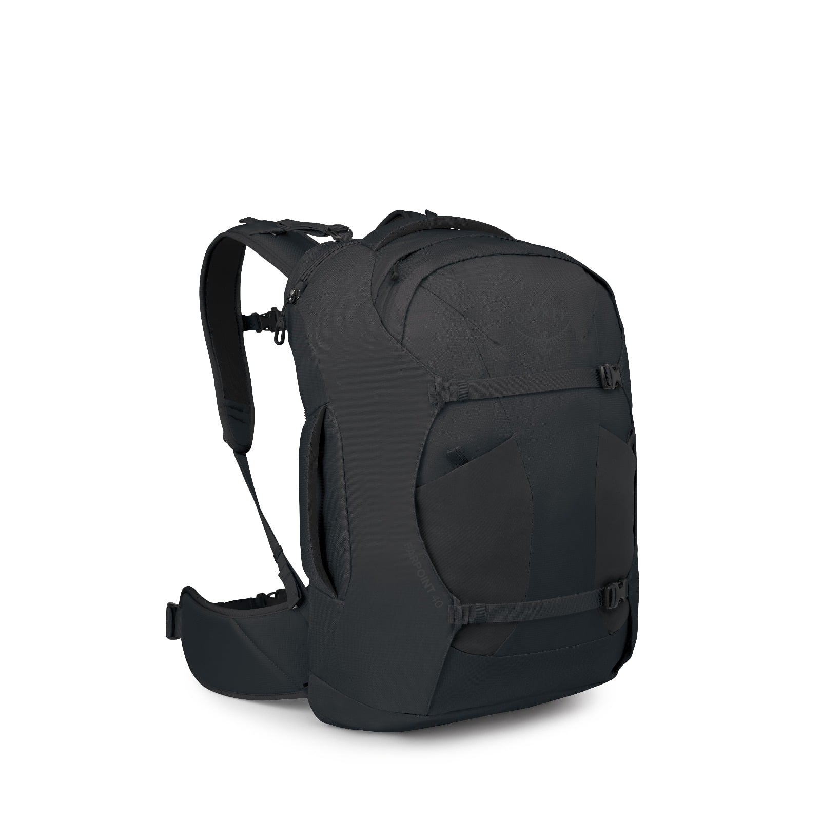 Osprey Farpoint 40 Extended Fit Travel Pack 40L in Black — angle view 2