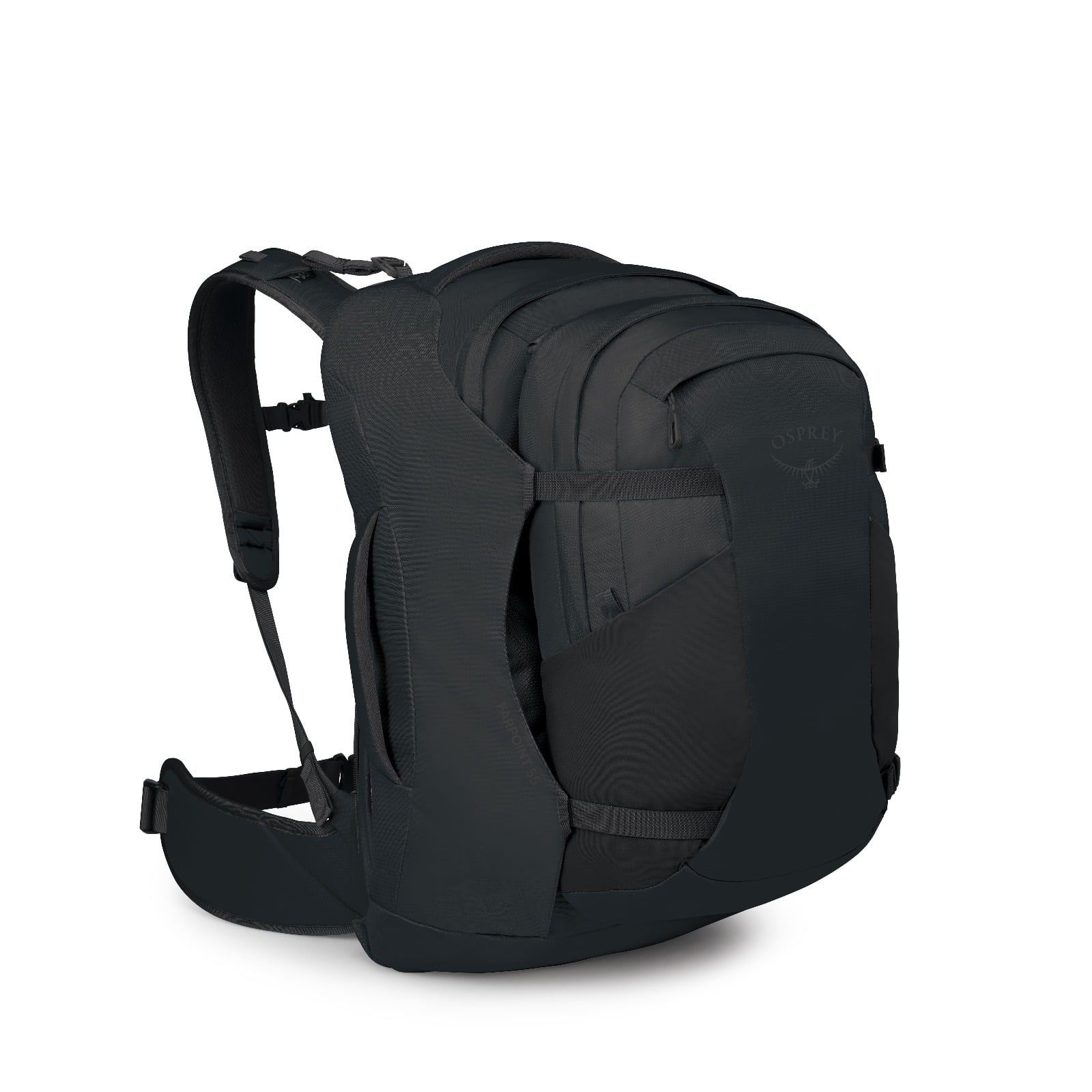 Osprey Farpoint 55 Extended Fit Travel Pack 55L in Black — angle view 2