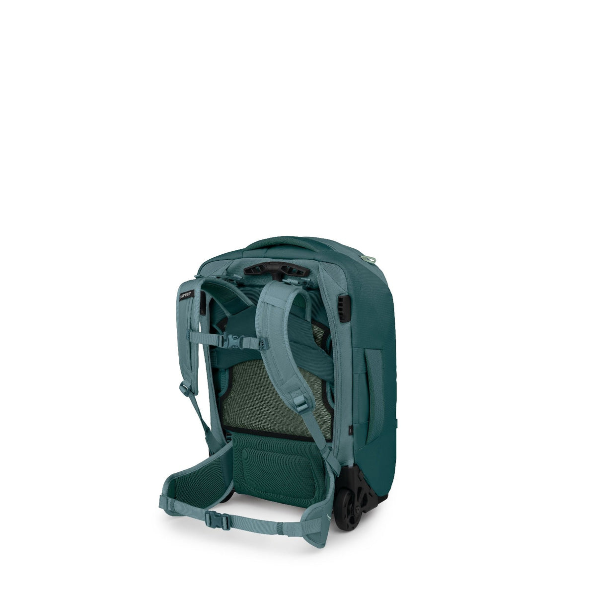 Osprey Farpoint Wheeled Travel Pack Carry-On 36L/21.5" in Cascade Blue-Torrent Blue — back view