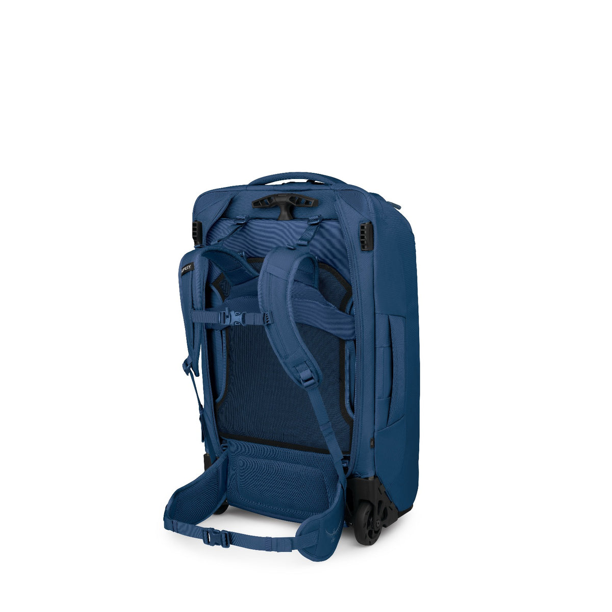 Osprey Farpoint Wheeled Travel Pack 65L/27.5" in Antique Blue — back view