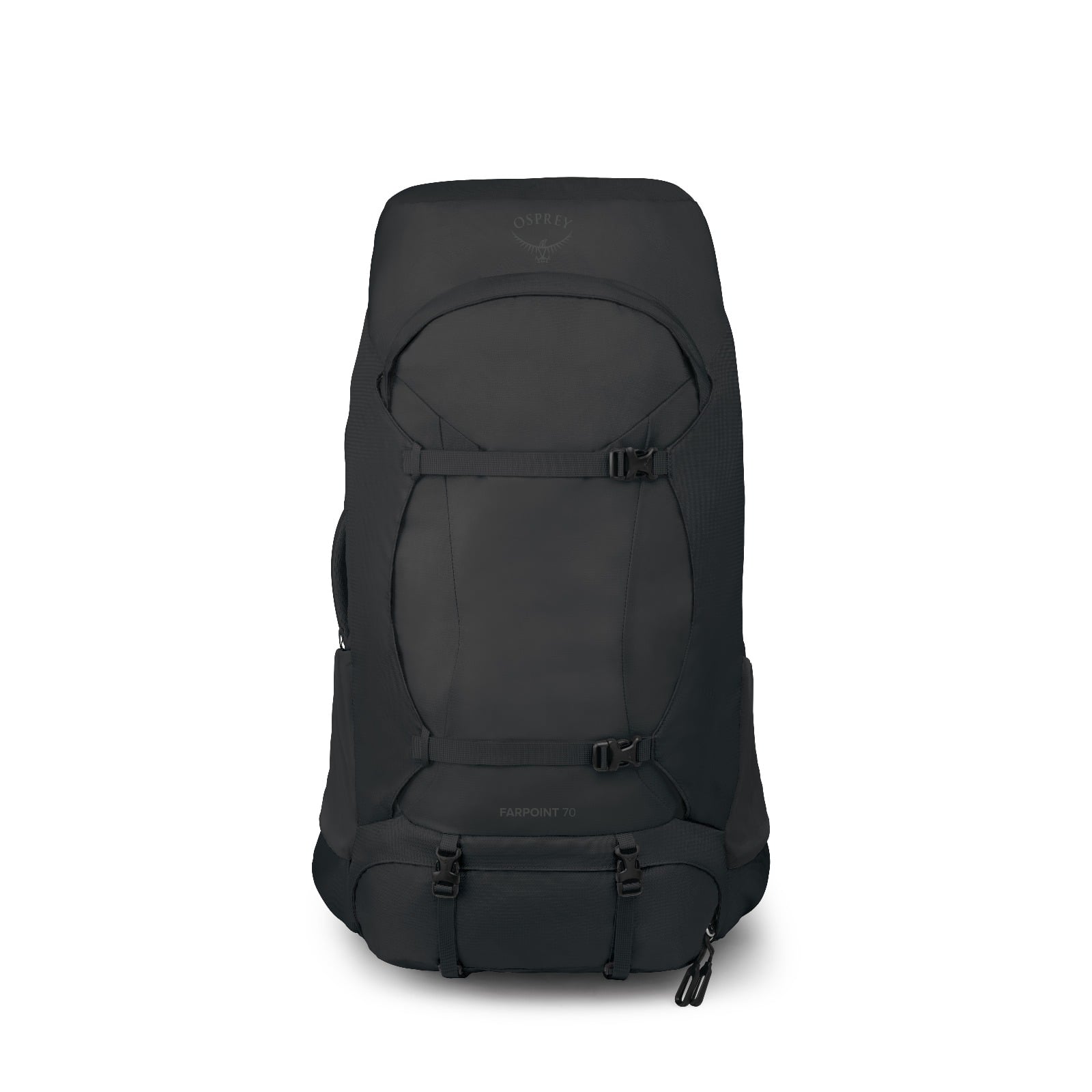 Osprey Farpoint Trek 70 Travel Backpack 70L in Black — front view