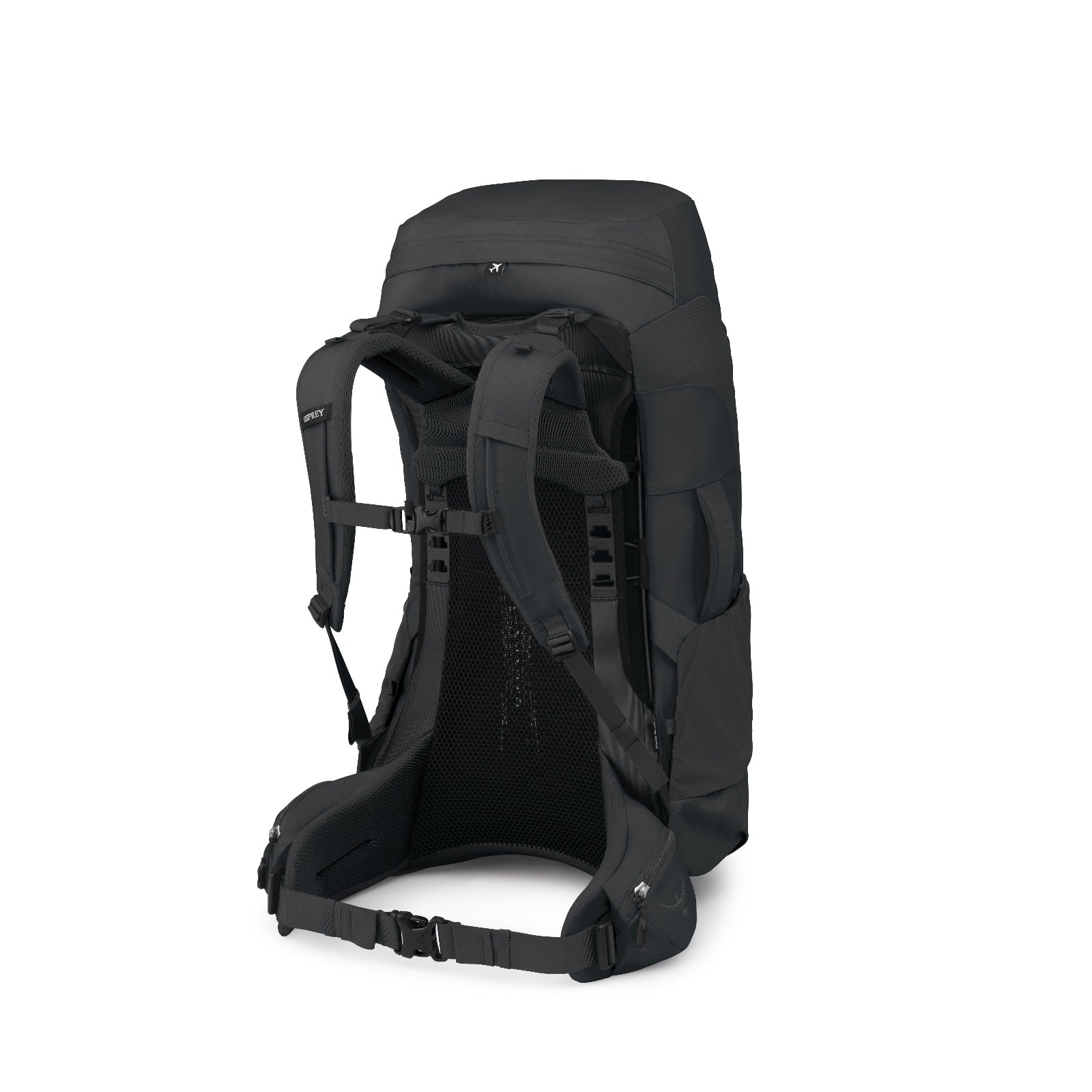 Osprey Farpoint Trek 70 Travel Backpack 70L in Black — back view