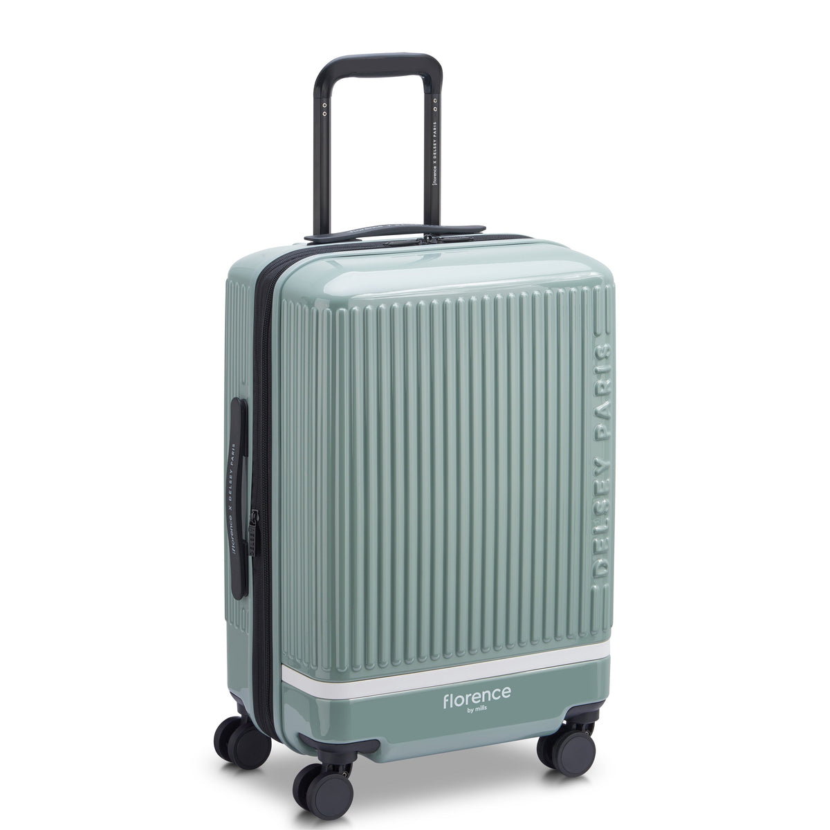 Delsey Spin Me Away Carry-On Plus Expandable Spinner in Sage Green — front view