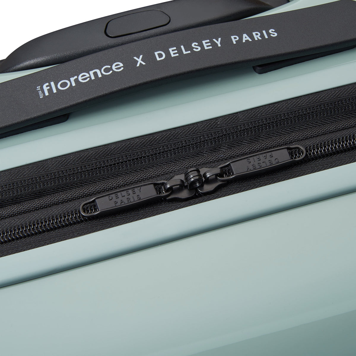 Delsey Spin Me Away Carry-On Plus Expandable Spinner in Sage Green — detail view
