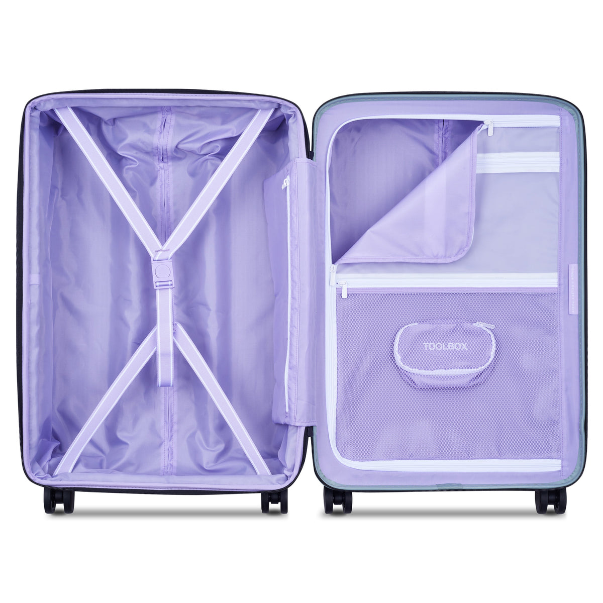 Delsey Spin Me Away Medium Expandable Spinner in Sage Green — interior view