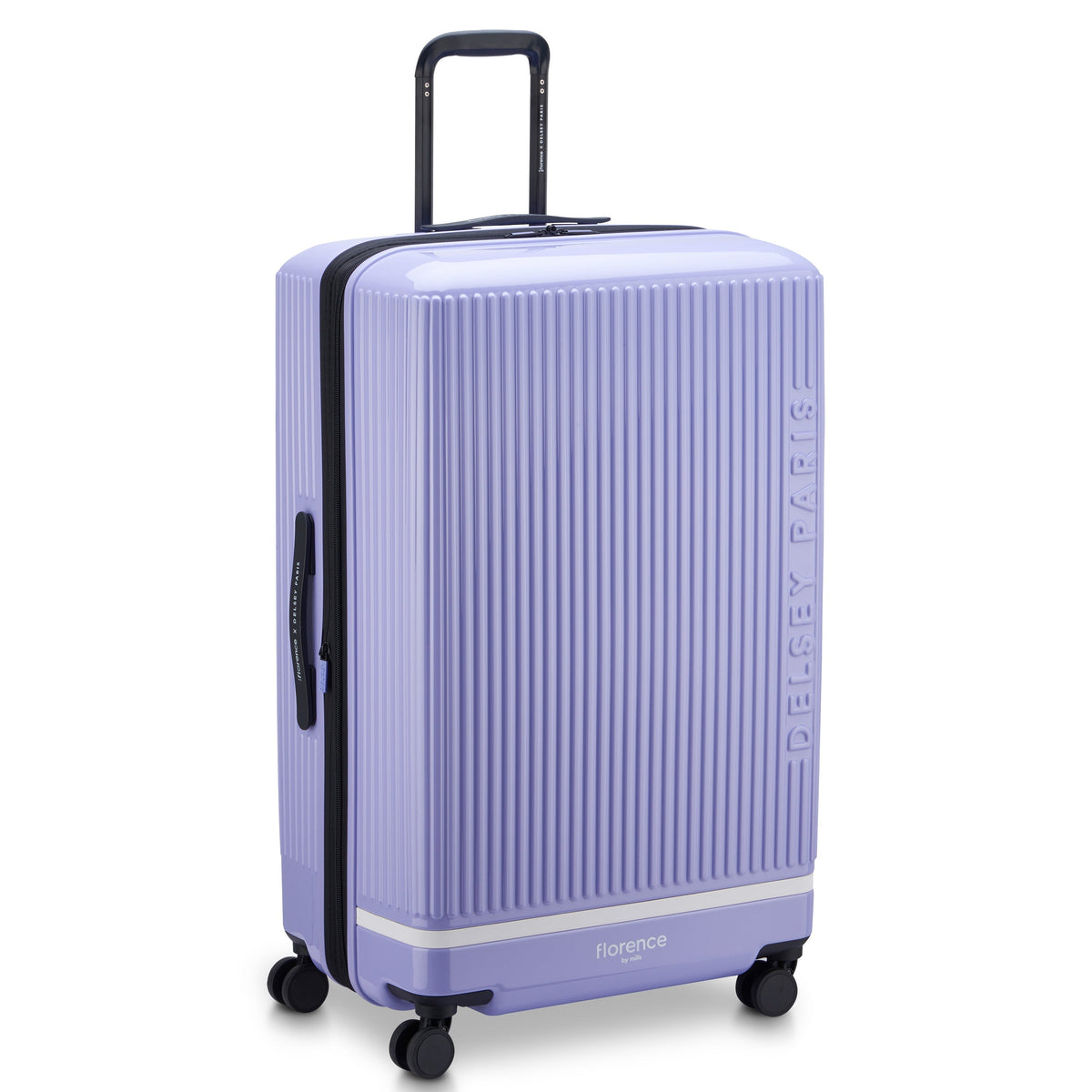 Delsey Spin Me Away Large Expandable Spinner in Lavender — front view