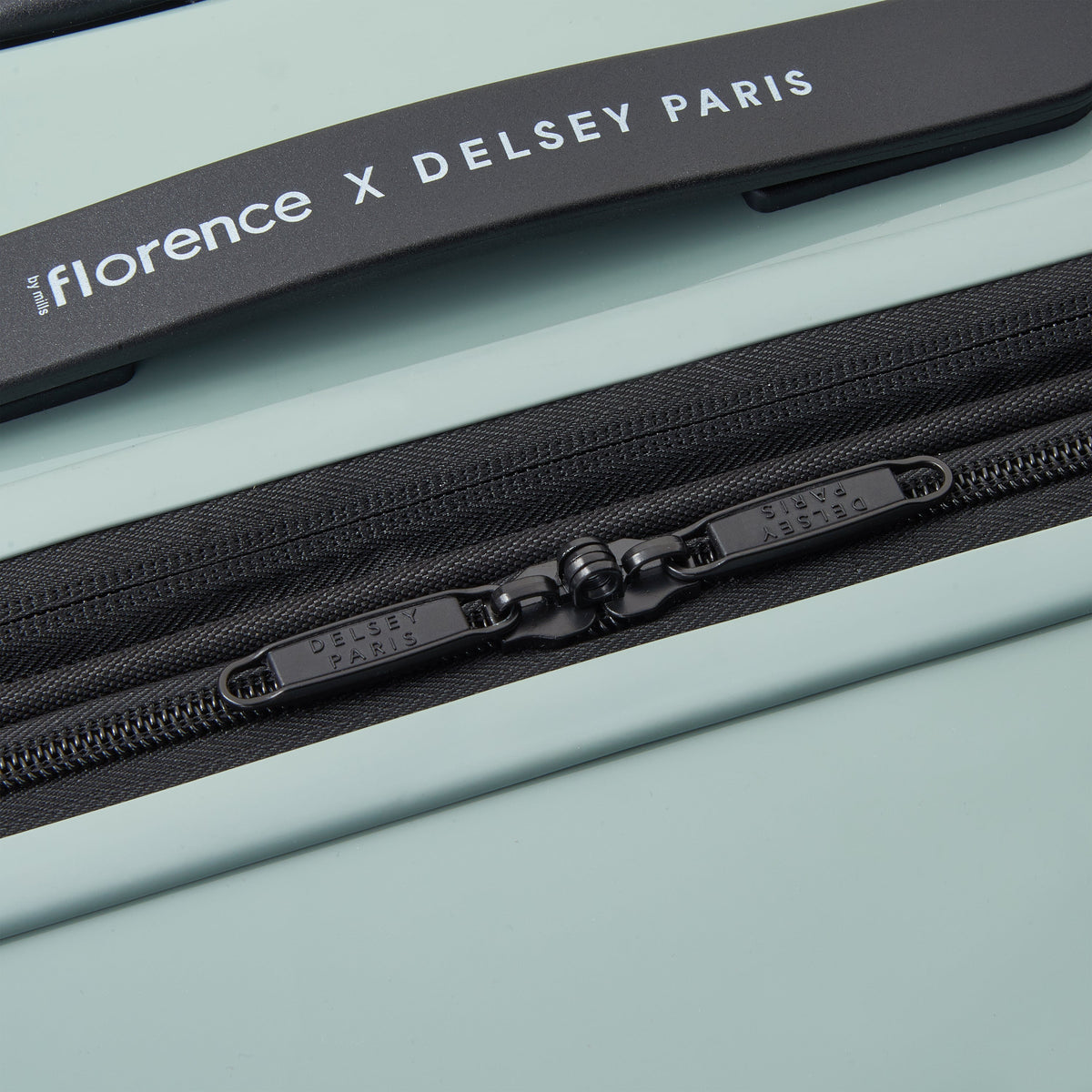 Delsey Spin Me Away Large Expandable Spinner in Sage Green — detail view