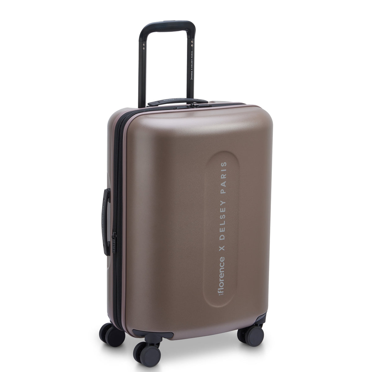 Delsey Catch Flights Carry-On Plus Expandable Spinner in Chestnut — front view