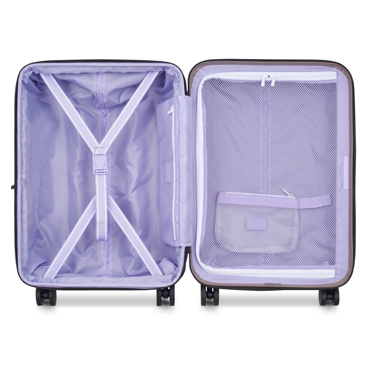 Delsey Catch Flights Carry-On Plus Expandable Spinner in Chestnut — interior view