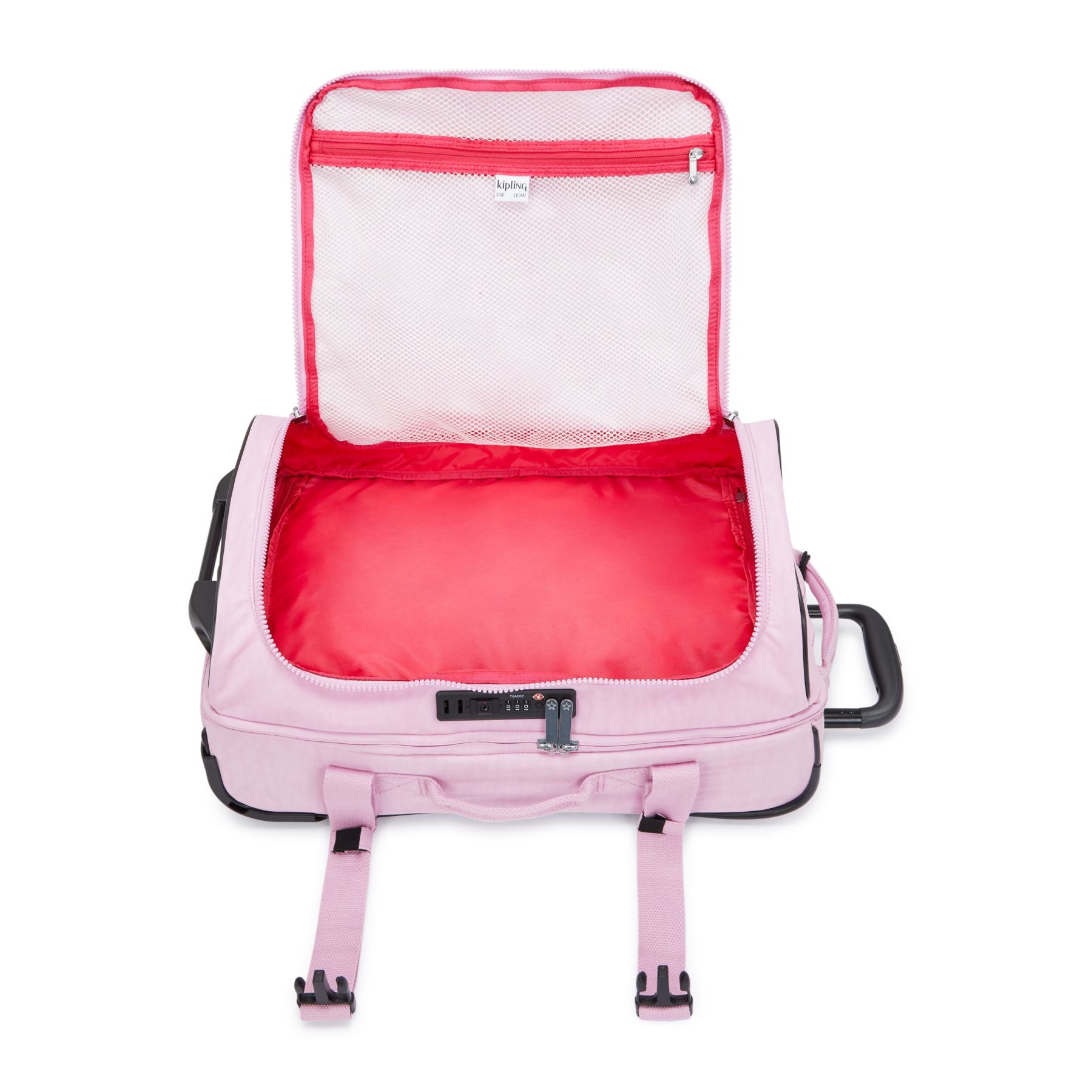 Kipling Aviana Small Rolling Carry-On Luggage in Blooming Pink — interior view 2 # color_Blooming Pink