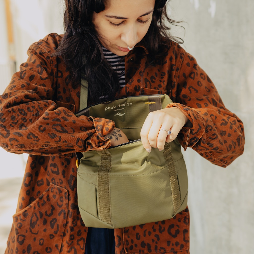 Peak Design Field Pouch in Kelp — lifestyle 2 # color_Kelp